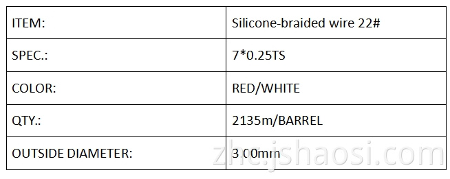 Silicone-braided wire 22# red/white